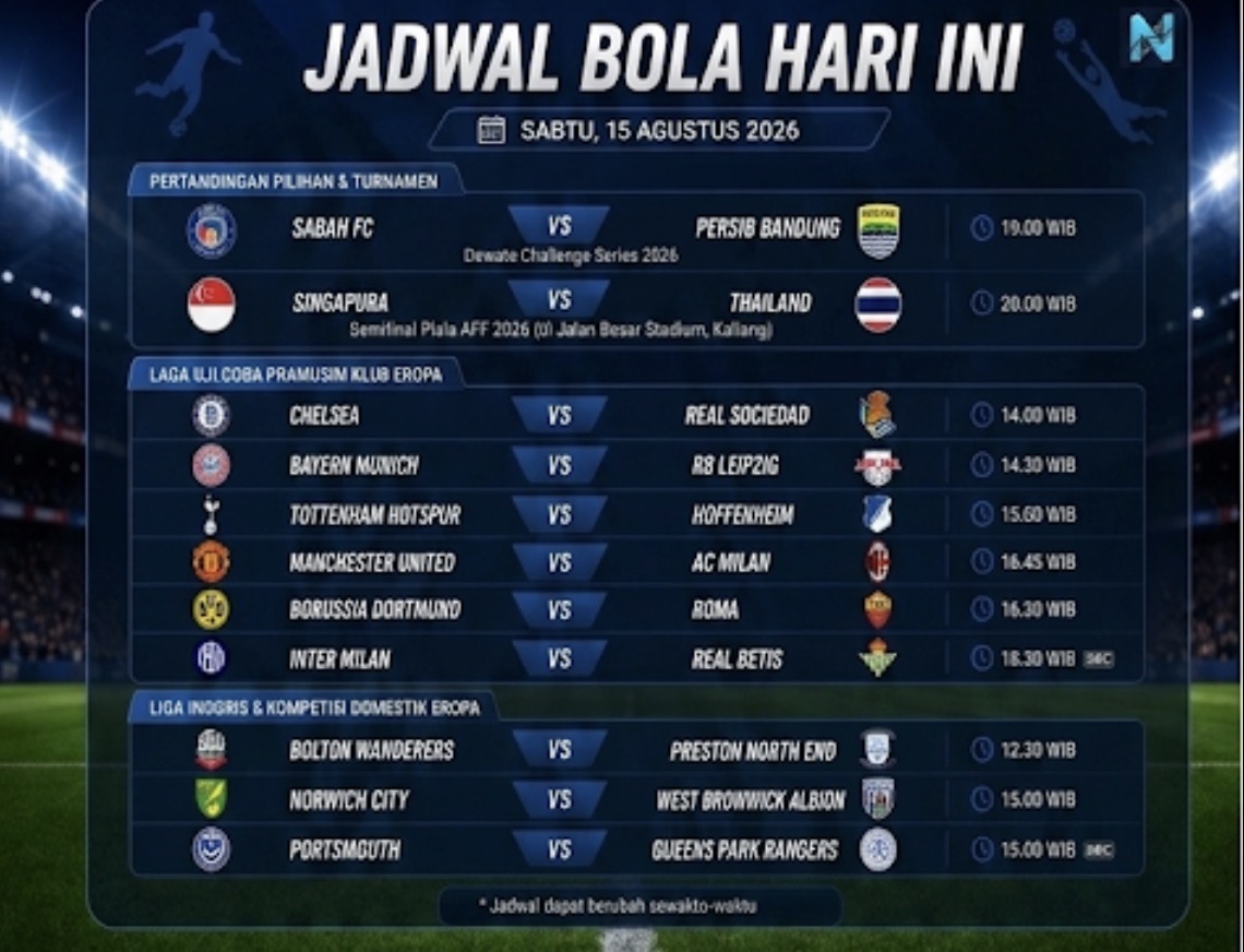 Jadwal Pertandingan Hari Ini